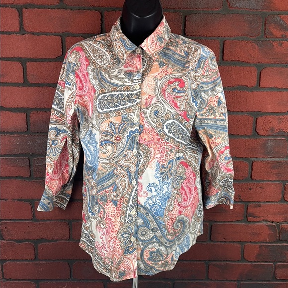 Chico's Floral Button Down Woman's‎ Size 0 - Picture 1 of 8